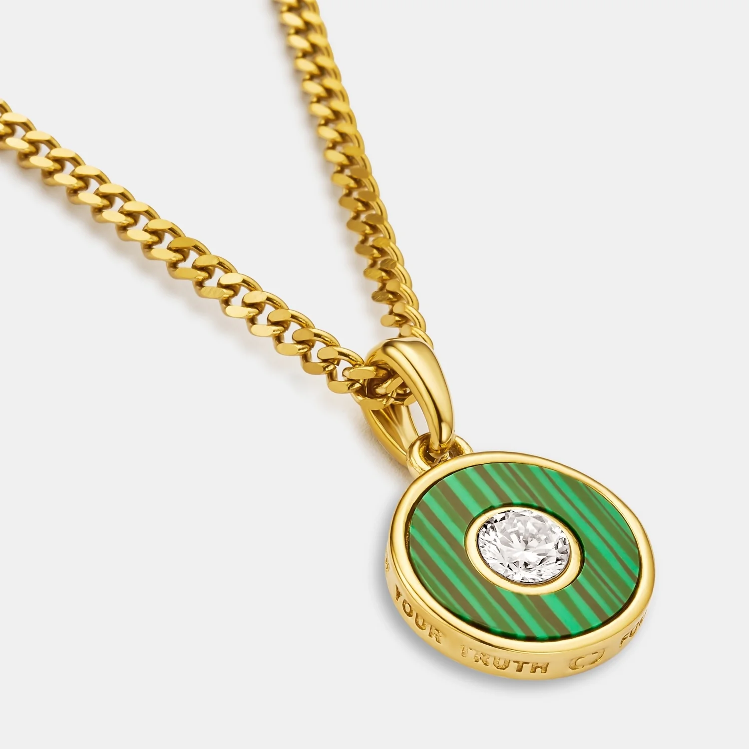 Malachite Round Gem Pendant (Gold) - Image 2